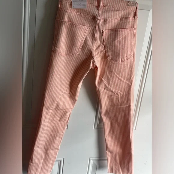 NWT LC Lauren Conrad Skinny Crop Mid Rise Lycra Stretch Jeans In Pink Striped - Picture 13 of 16